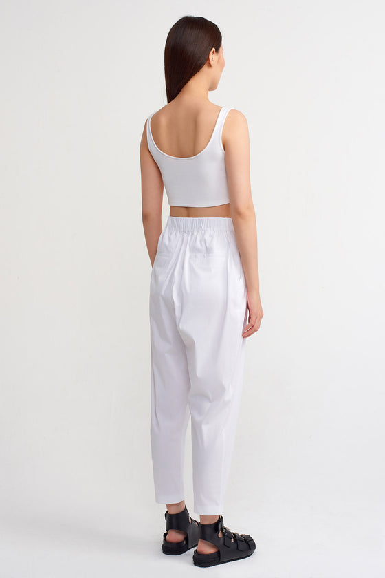 Off-White Single Pleated Skinny Poplin Trousers-Y233013085