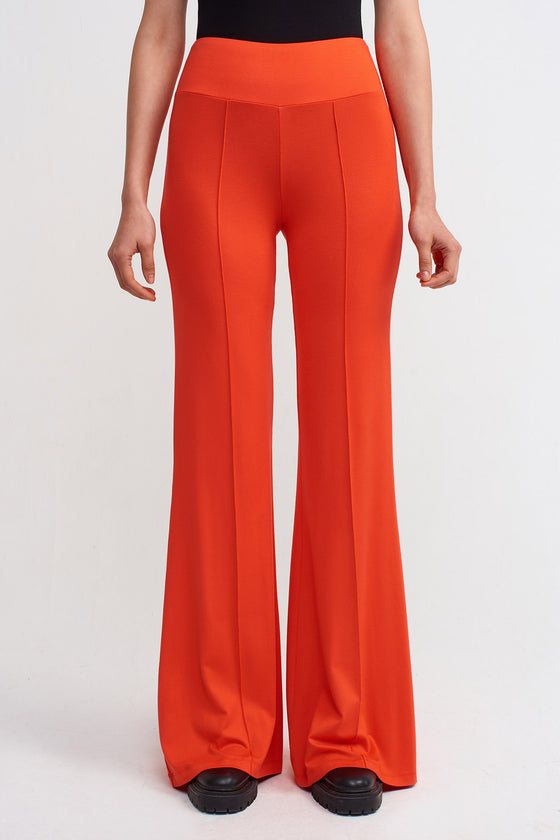 Orange High Waist Loose Trousers-Y233013095