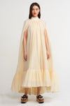 Nature Cloak Collar Crinkle Maxi Dress-Y234014128