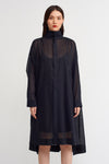 Black Off Shoulder Wide Cut Midi Length Dress-Y234014167