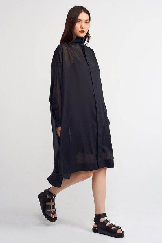 Black Off Shoulder Wide Cut Midi Length Dress-Y234014167