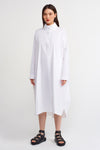 Off-White Straight Collar Shirt Dress-Y234014173