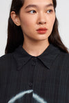 Black / White Batik Shirt Collar Oversize Dress-Y234014183
