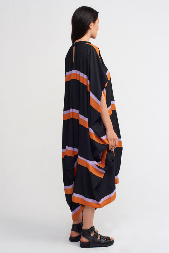 MultiColor Stripe Printed Asymmetrical Dress-Y234014194