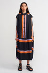 MultiColor Shirt Collar Stripe Printed Dress-Y234014195
