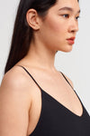 Black Slim Strap Midi Length Dress-Y234014198