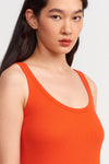 Orange Midi Length Rib Dress-Y234014201