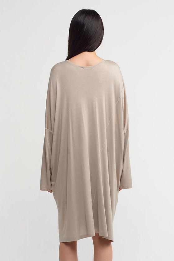 Sack Bamboo Casual Cut Long Sleeve Dress-Y234014209