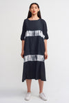 Black / White Batik Wide Collar Dress-Y234014219
