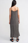 Black Thin Straps, Side Slit Dress-Y234014220