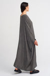Black V-Neck Low-Sleeve Loose Dress-Y234014221