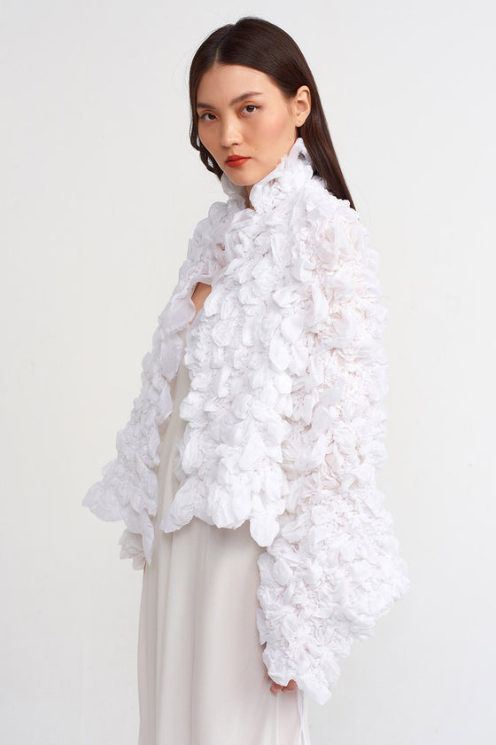 Off-White Elastic Embroidery, Short Voile Jacket-Y235015116