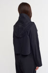 Black Hooded Short Poplin Jacket-Y235015118