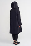 Black Hooded Long Poplin Jacket-Y235015119