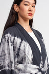 Black / White Silk Tie Dye Kimono-Y235015121