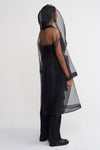 Black Hooded Organza Kimono-Y235015127