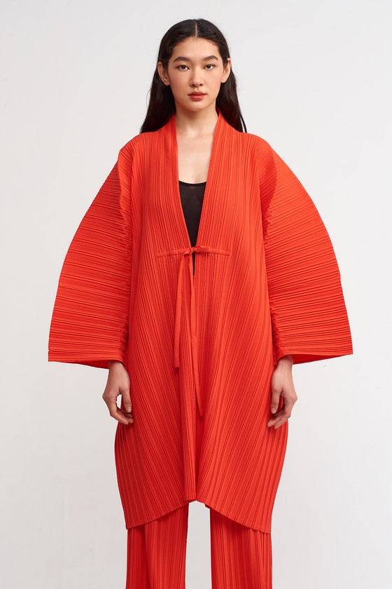 Orange Pleat Kimono-Y235015132