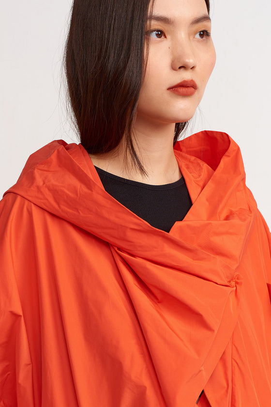 Orange Big Collar, Rubber Embroidered Windbreaker-Y237017003