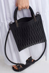Black Laser Cut Long Handle Shoulder Bag-Y238018016