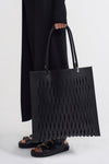 Black Laser Cut Medium Size Shoulder Bag-Y238018017
