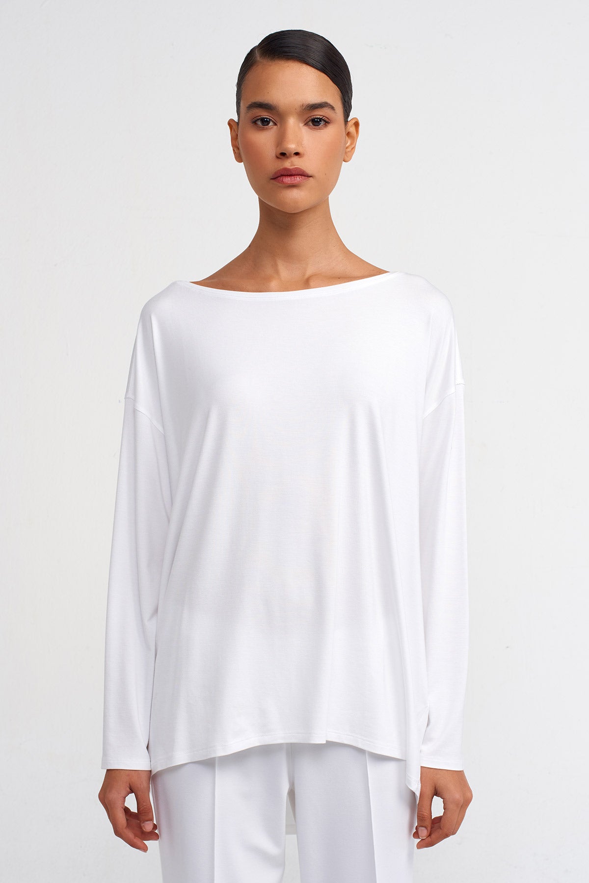 Off White Long Sleeve Lounge Shirt-Y241011063