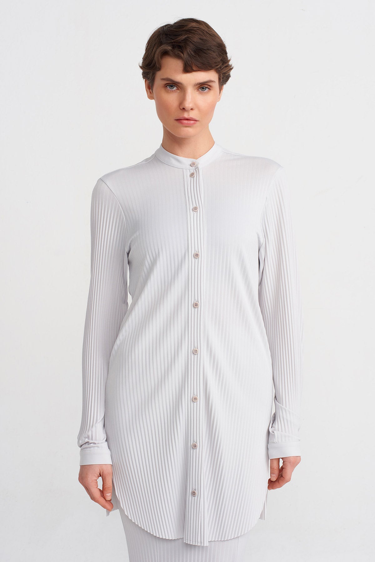 Ice Jersey Pleated Shirt-Y241011084
