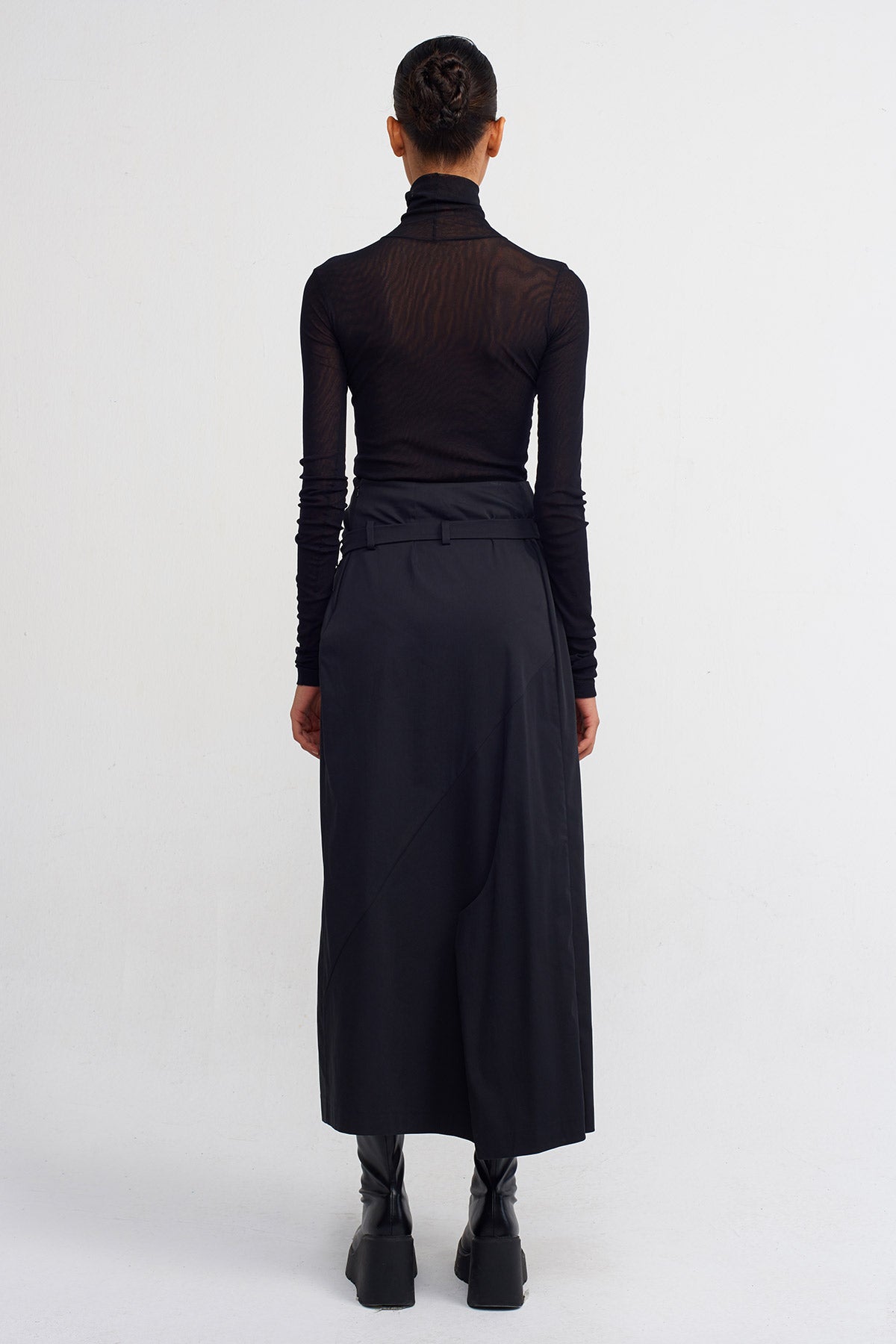Black Poplin Pareo Skirt-Y242012005