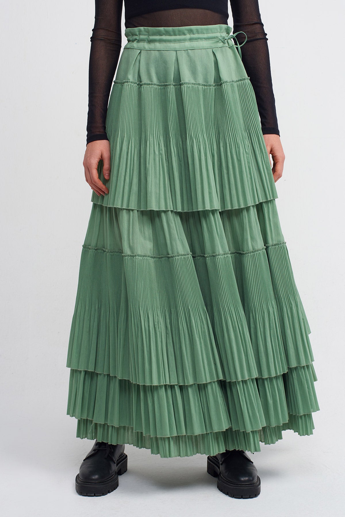Leaf Pleated Tiered Spanish Skirt-Y242012015