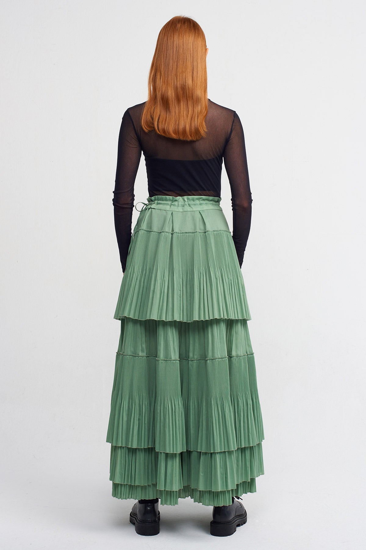 Leaf Pleated Tiered Spanish Skirt-Y242012015