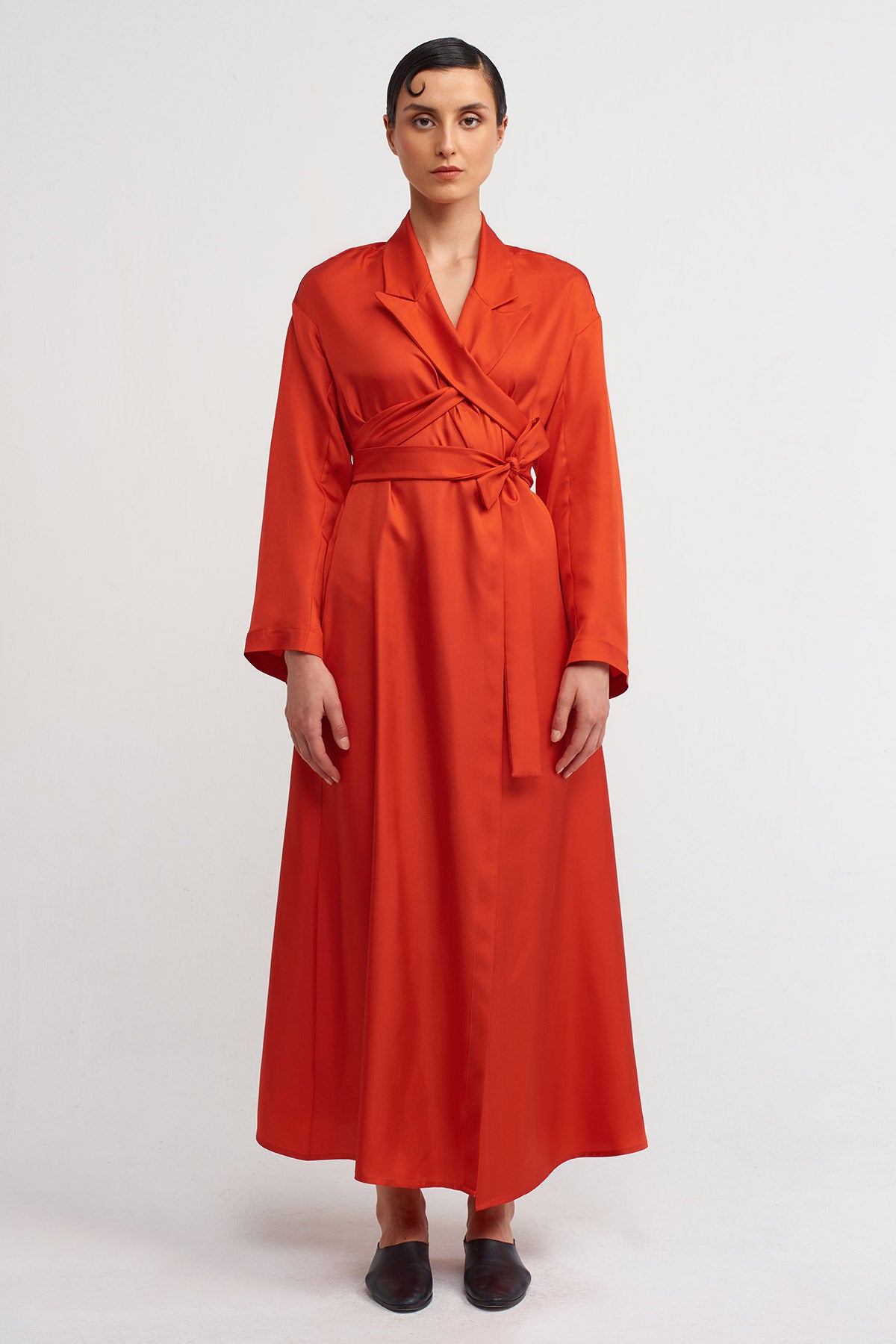 Scarlet Cross-Tie Detail Long Dress-Y244014013