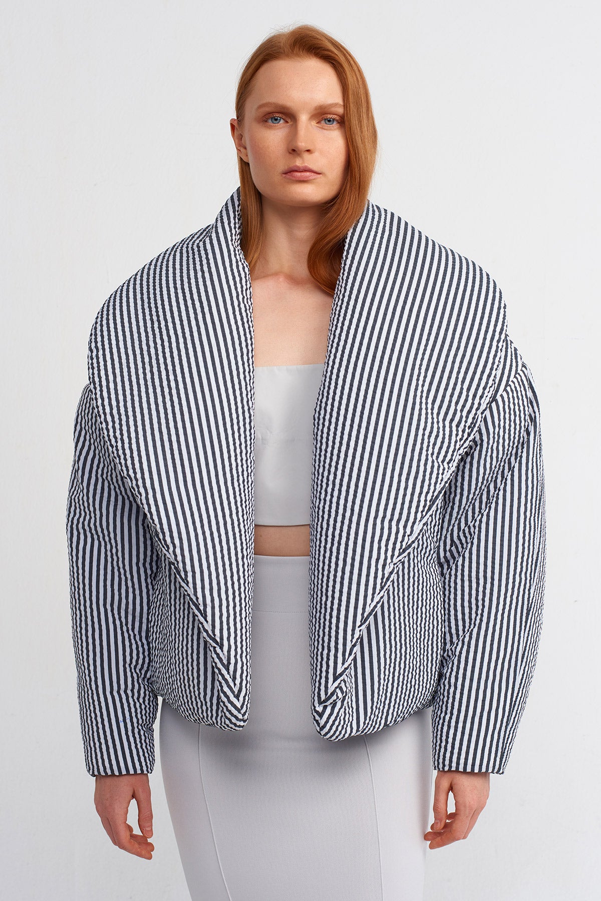 Multicolor Striped Puffer Jacket-Y245015062
