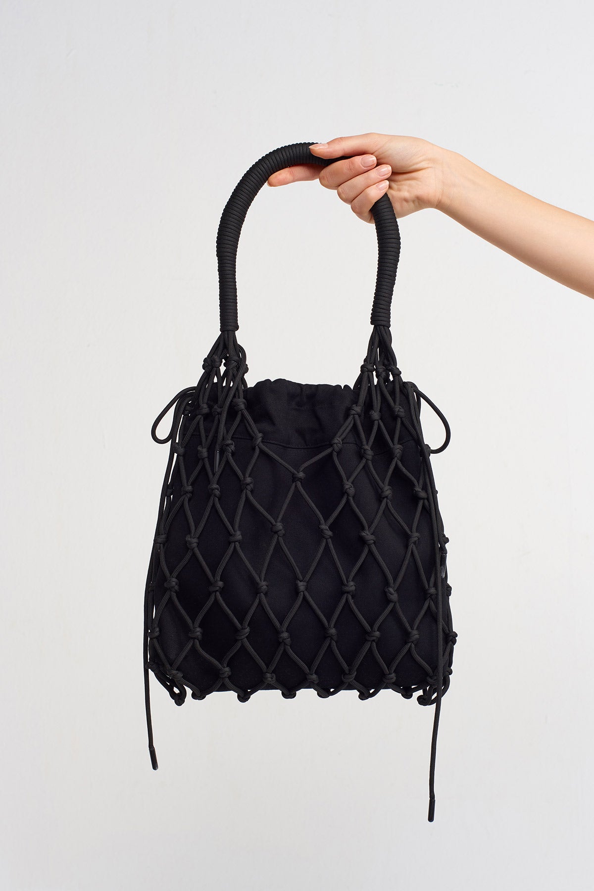 Black Macramé Handbag-Y248018006