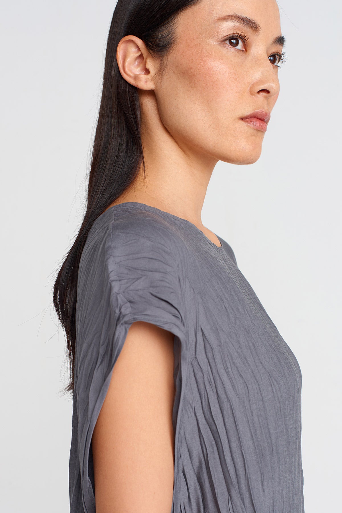 Steel Crinkle Effect Blouse-Y251011104