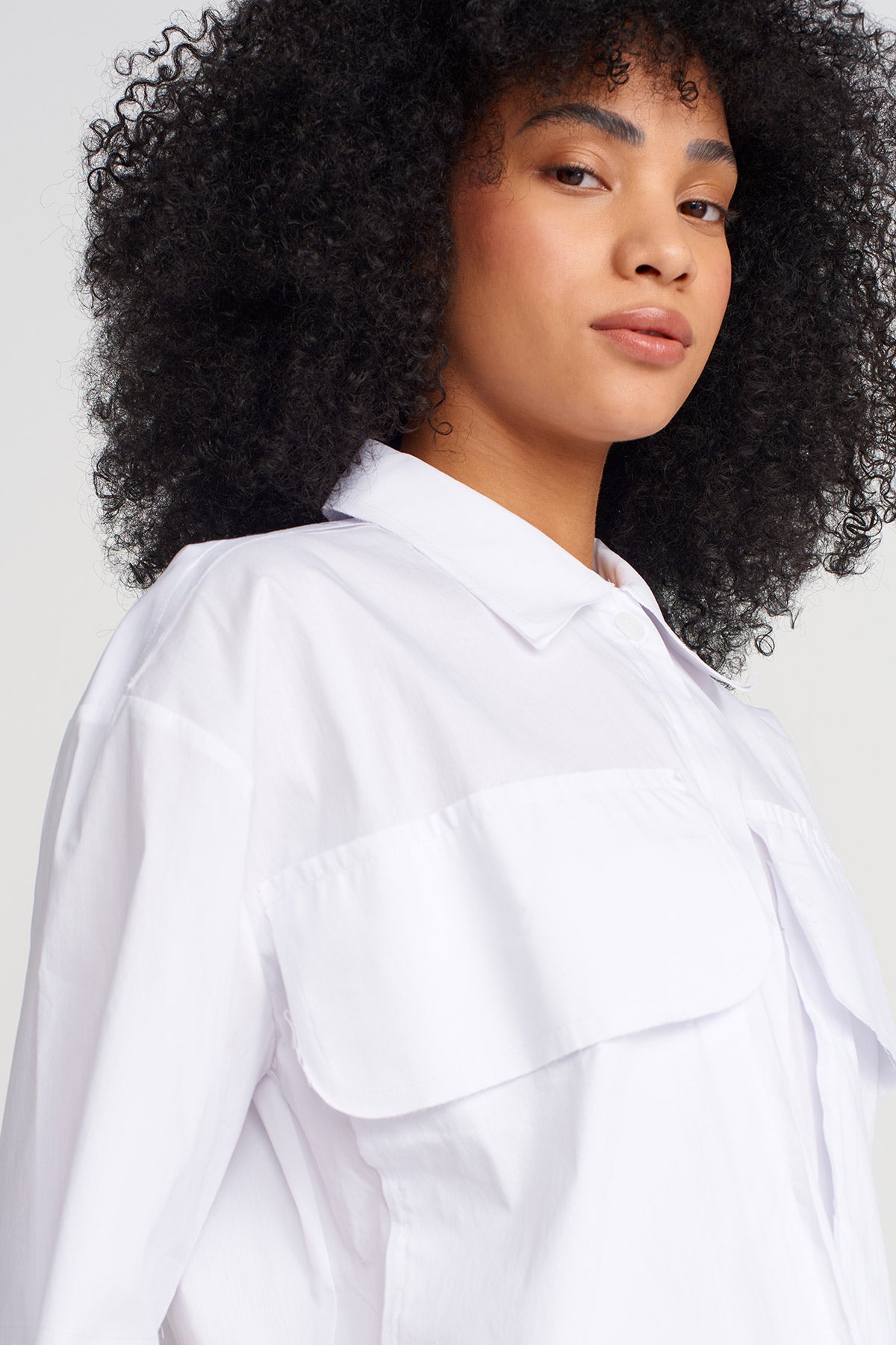 Off White Cropped Poplin Shirt-Y251011131