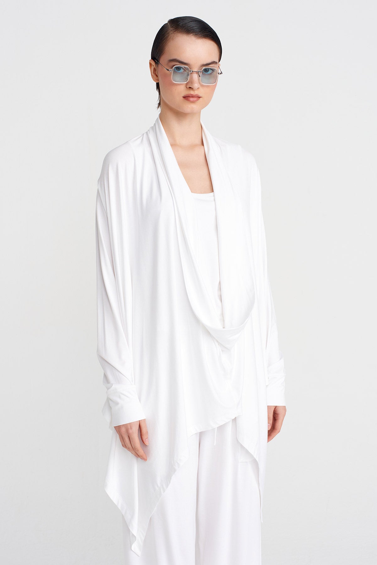 Off White Scarf Collar Blouse-Y251011147
