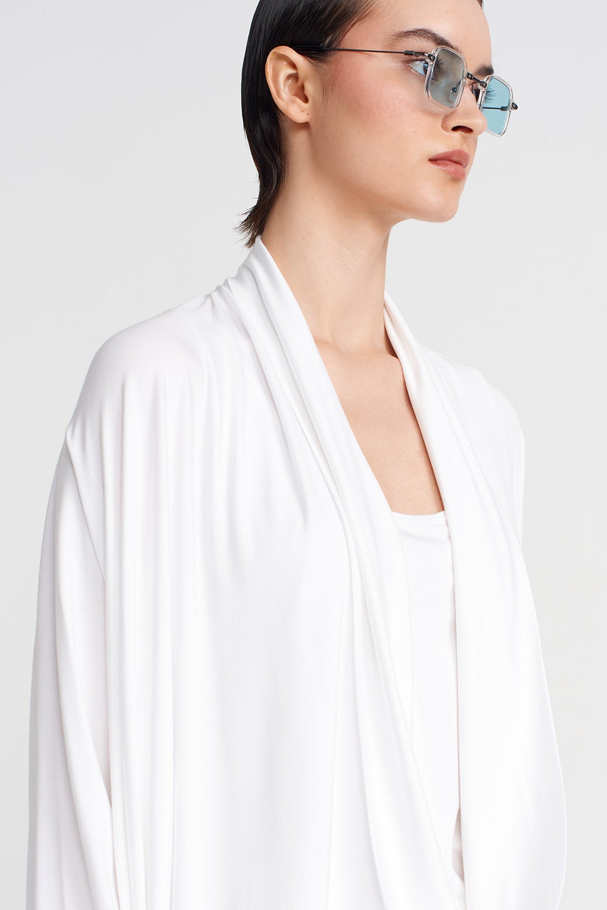 Off White Scarf Collar Blouse-Y251011147