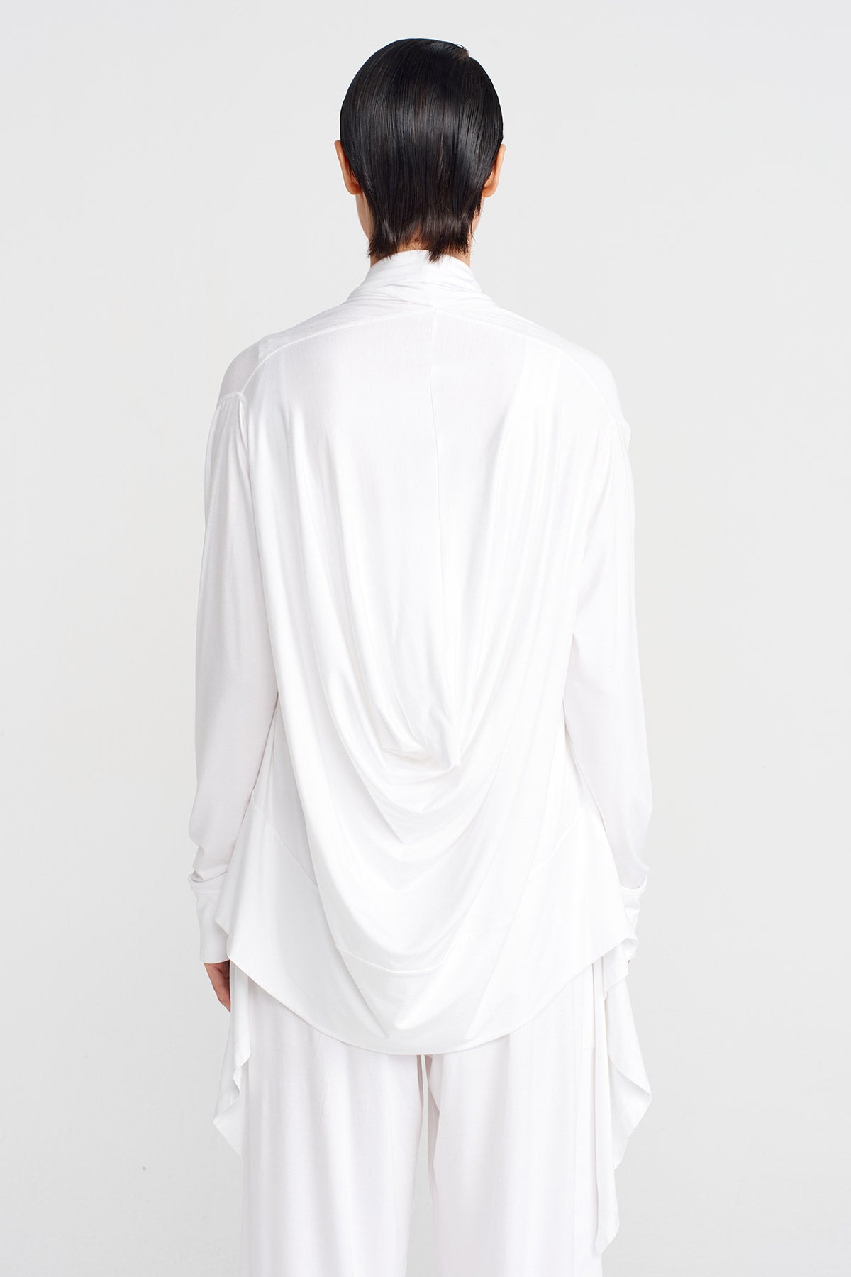 Off White Scarf Collar Blouse-Y251011147