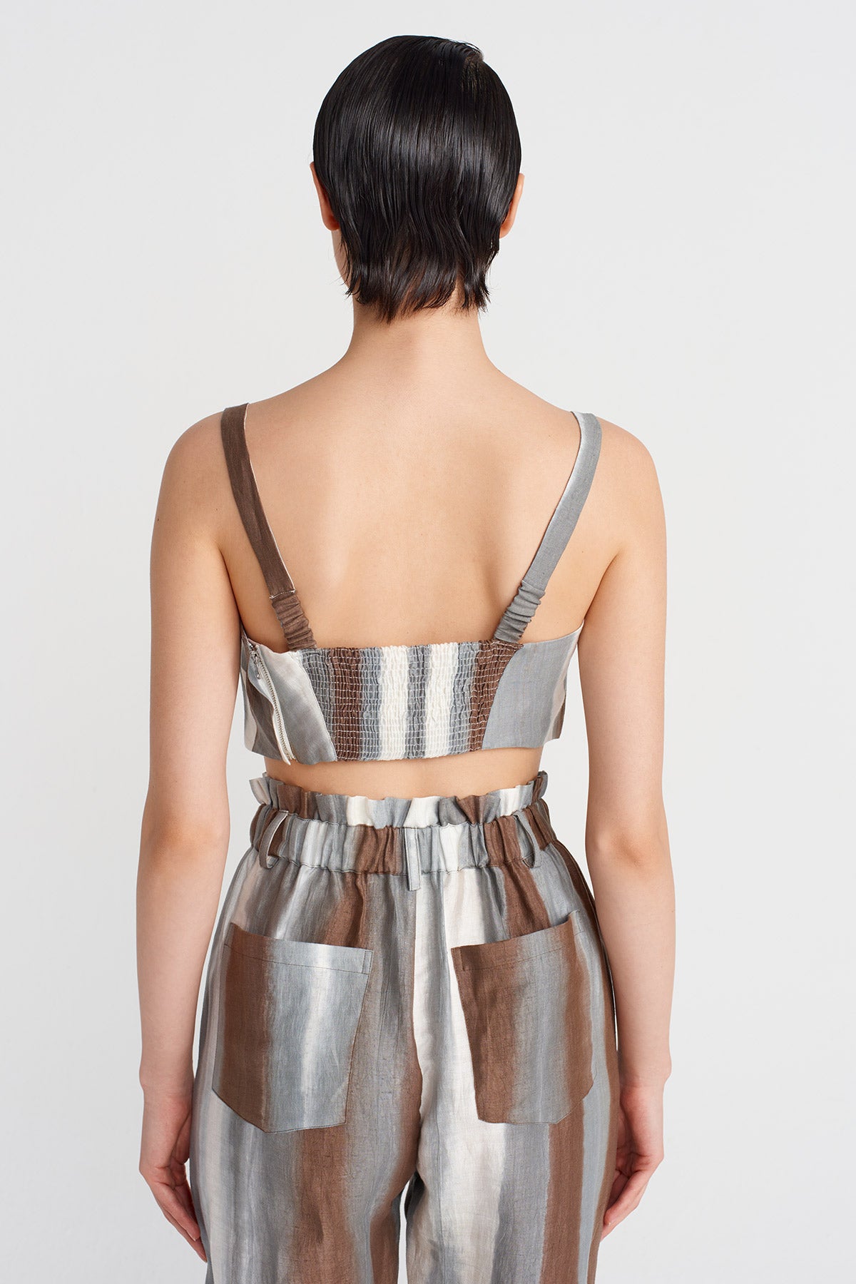 Brown / White Printed Bustier-Y251011177