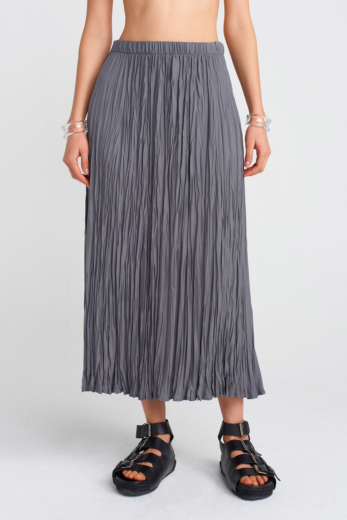 Steel Crinkle Effect Skirt-Y252012021