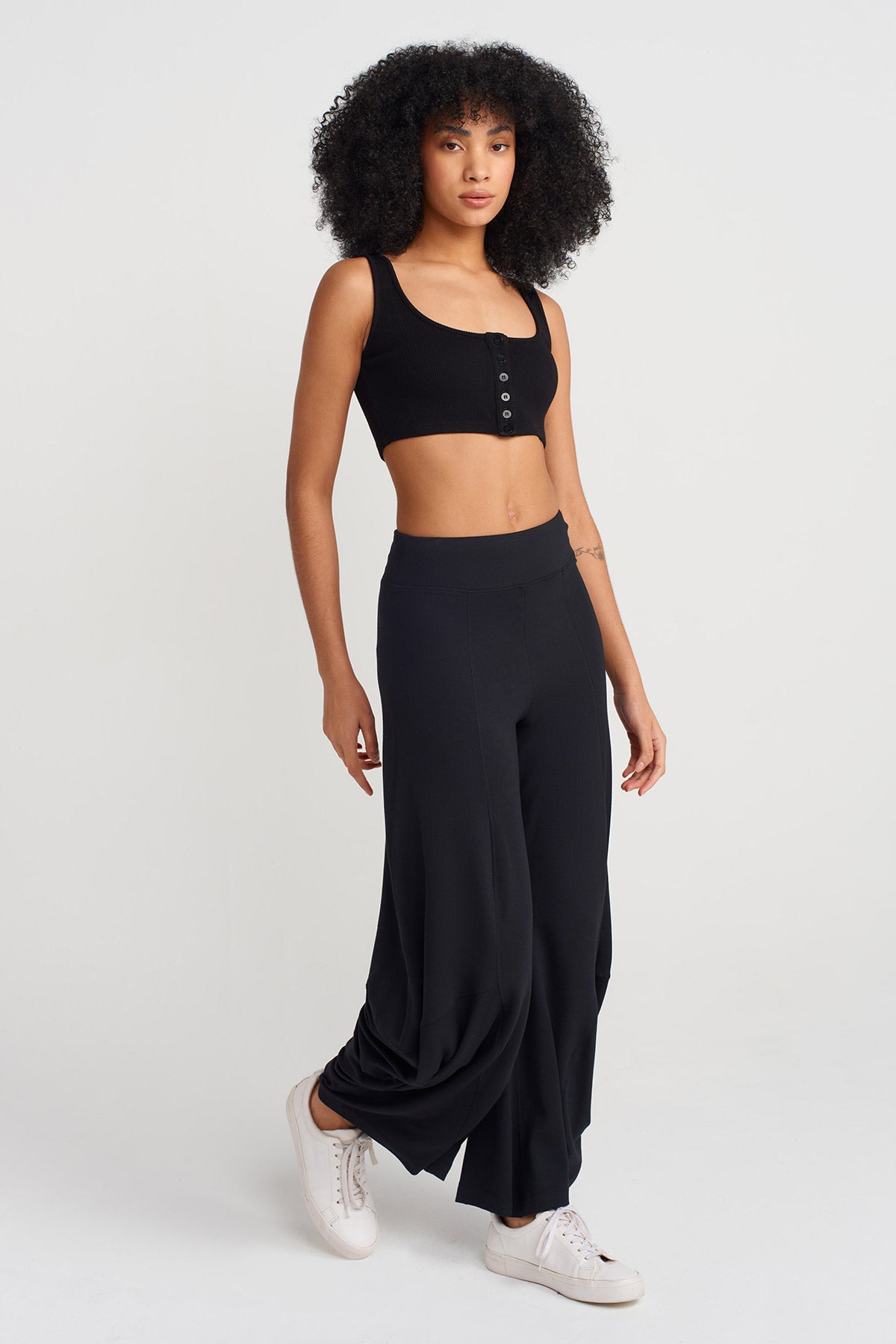 Black Draped Trousers-Y253013091