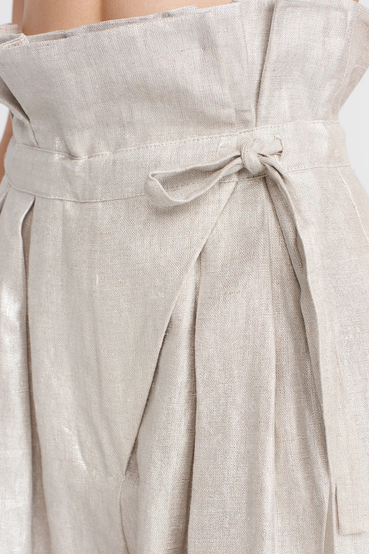 Silver Pleated Wide-Leg Trousers-Y253013092