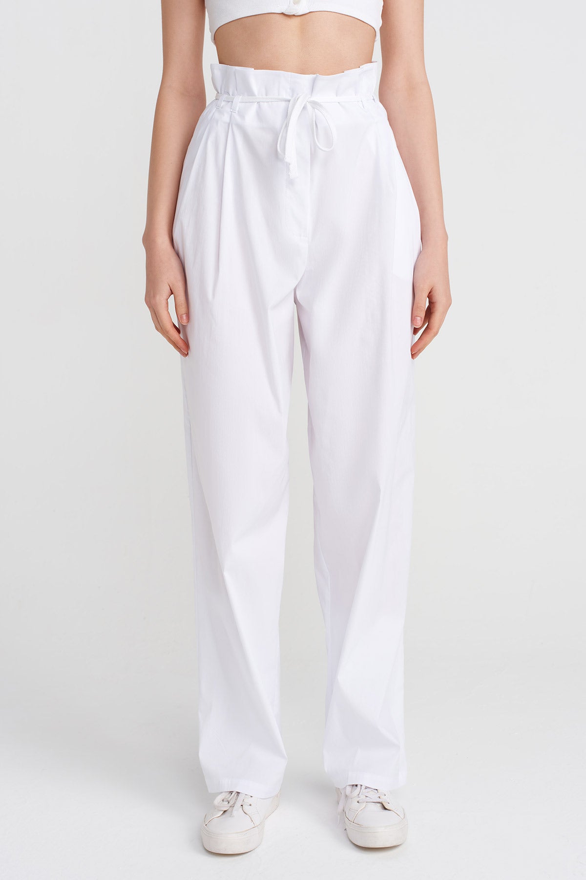 Off White High-Waisted Poplin Trousers-Y253013097