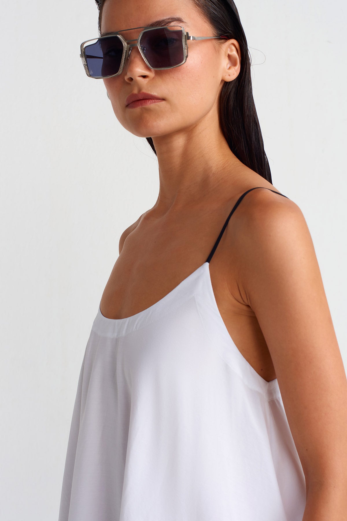 Off White Double-Fabric Strap Dress-Y254014011