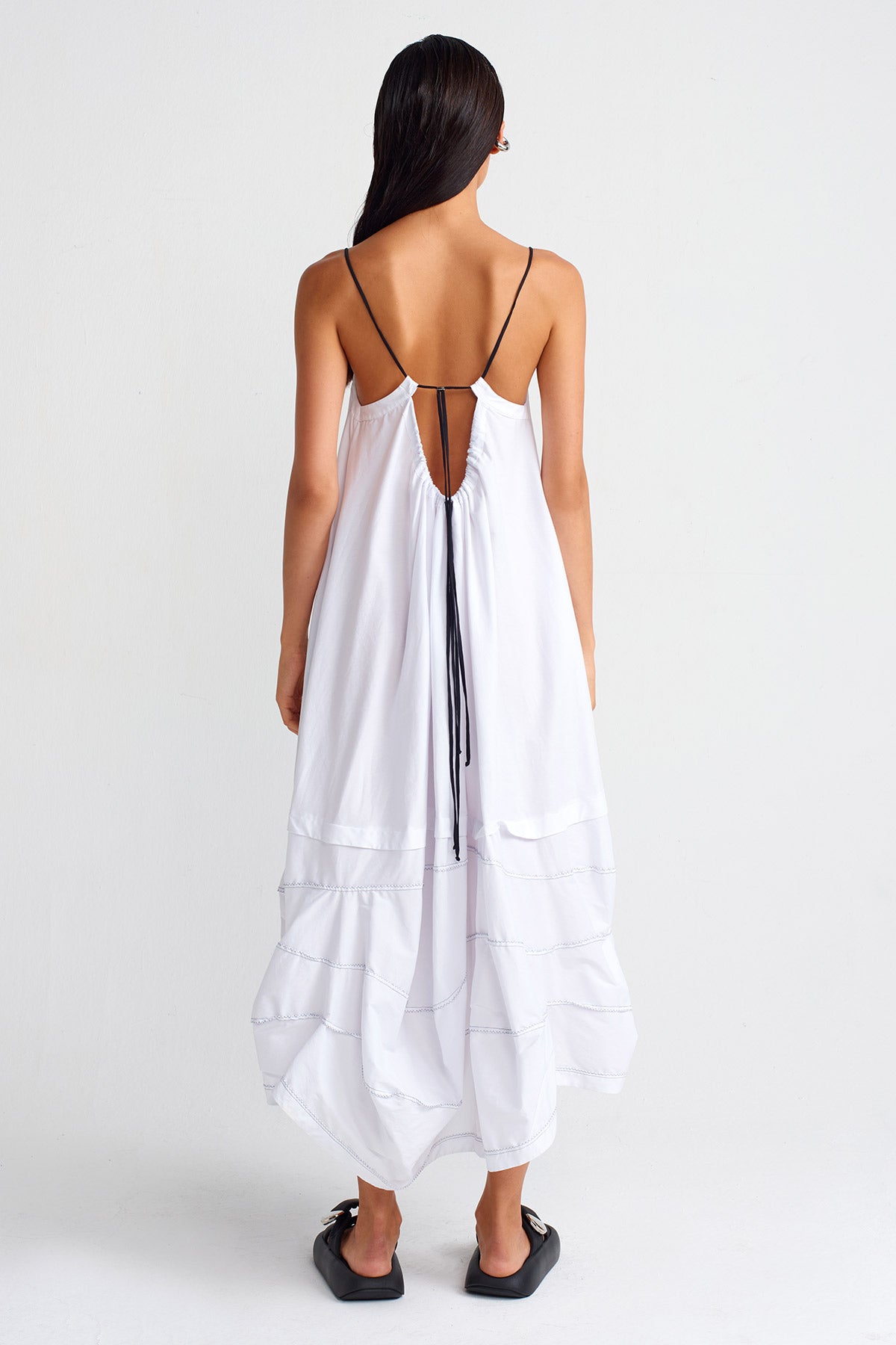 Off White Double-Fabric Strap Dress-Y254014011