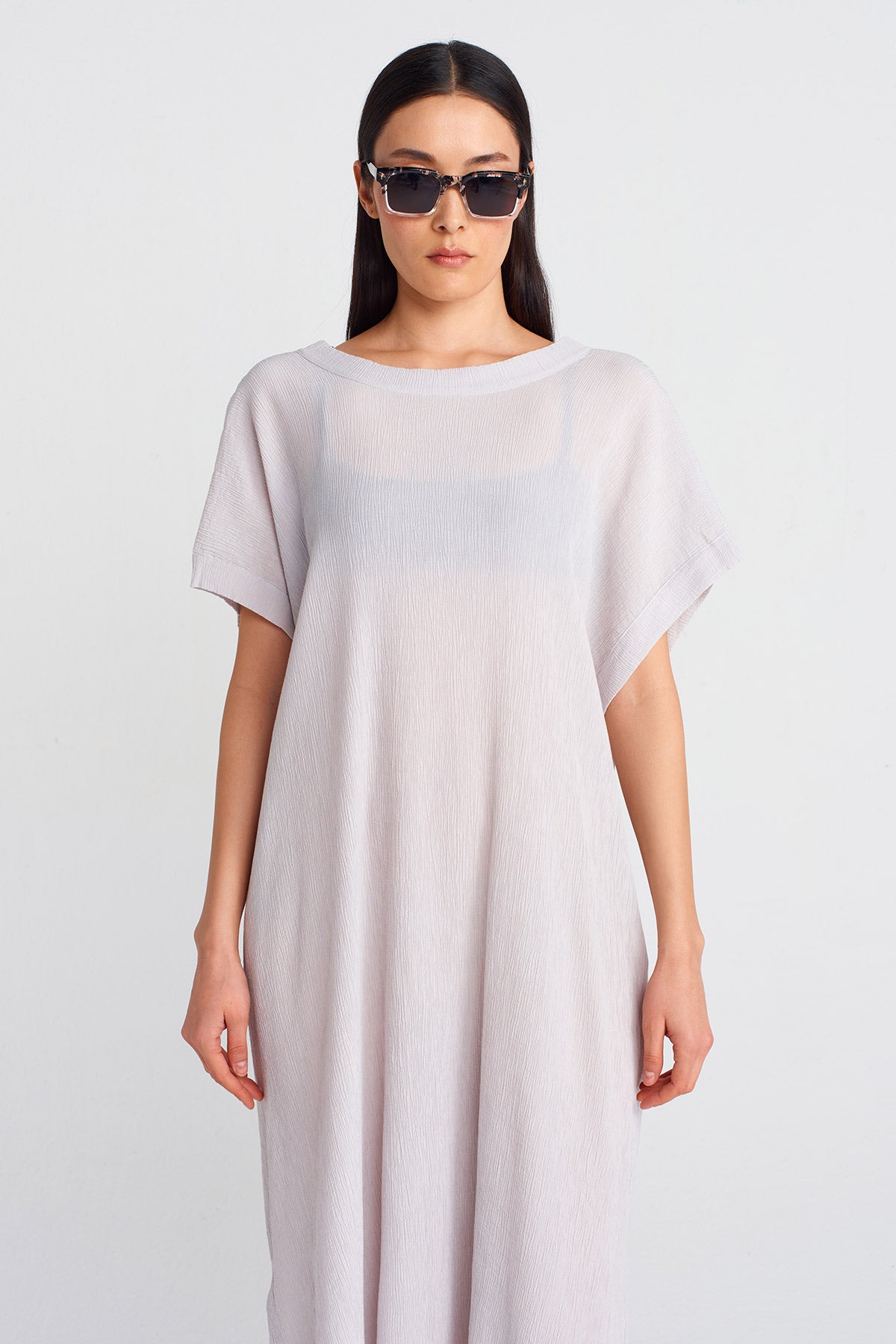 Ice Crinkle Fabric Dress-Y254014110