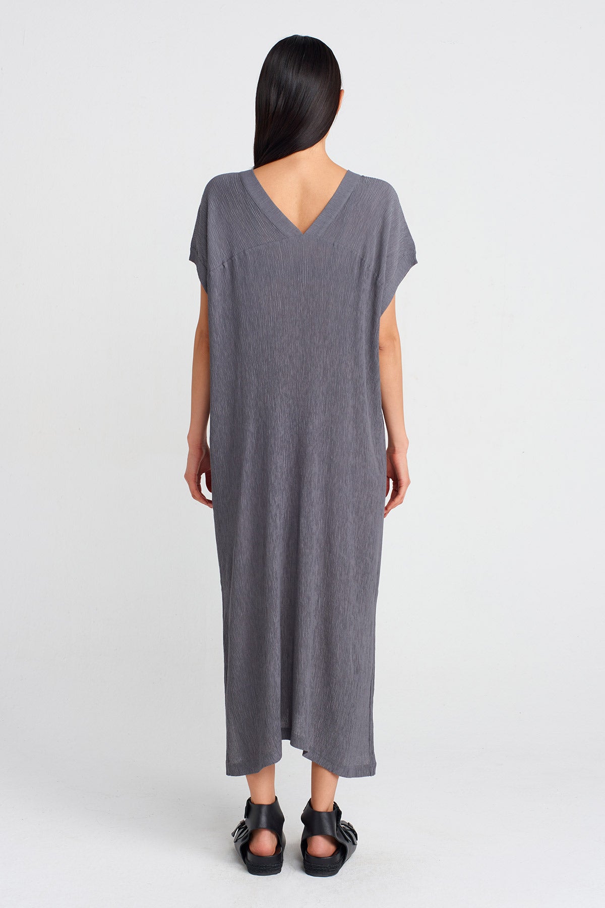Steel Crinkle Fabric Dress-Y254014110