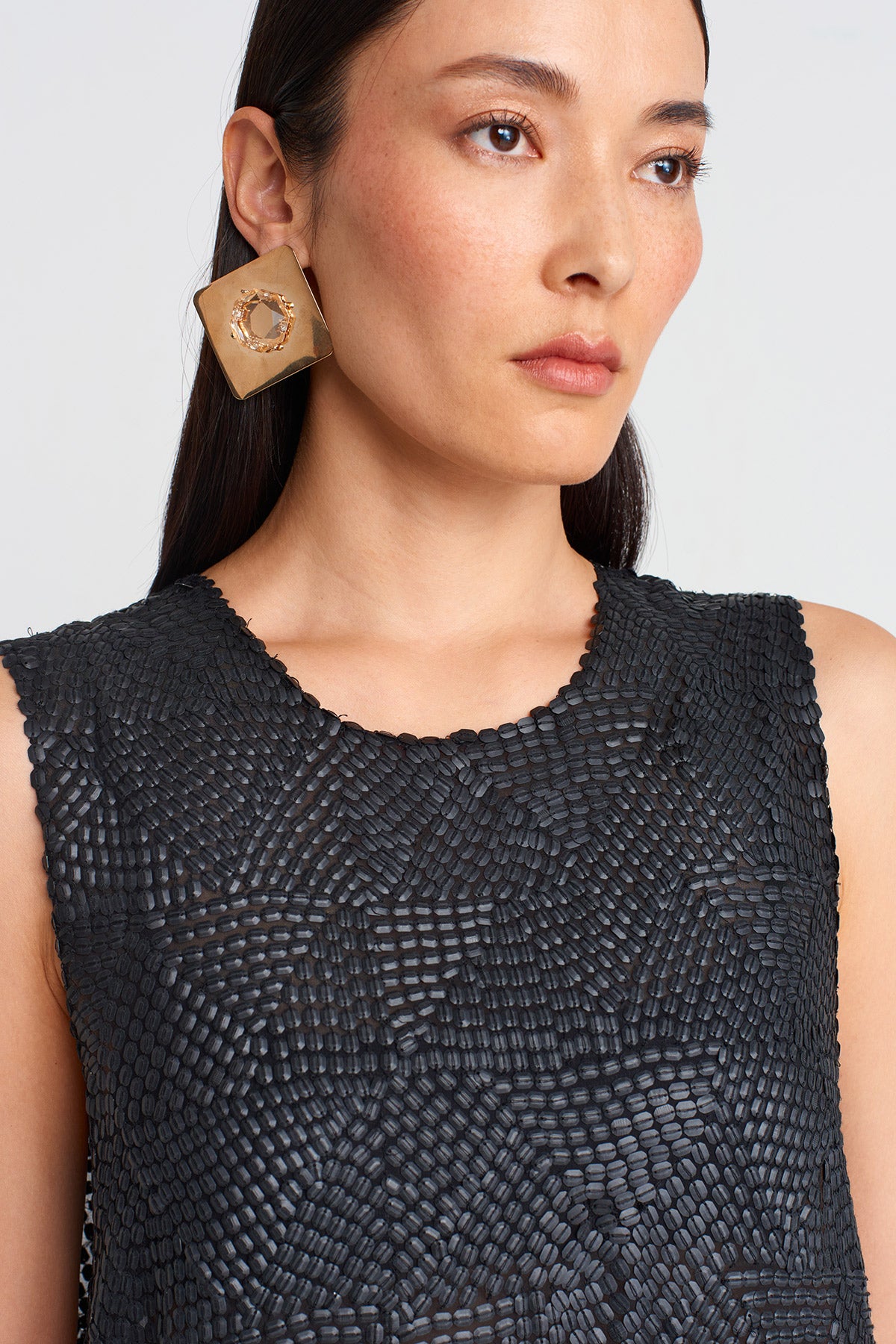 Black Hand-Beaded Chic Dress-Y254014127