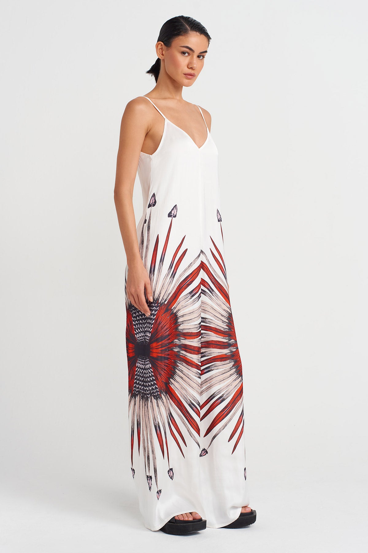 Off White Printed Thin Strap Jumpsuit-Y254014138