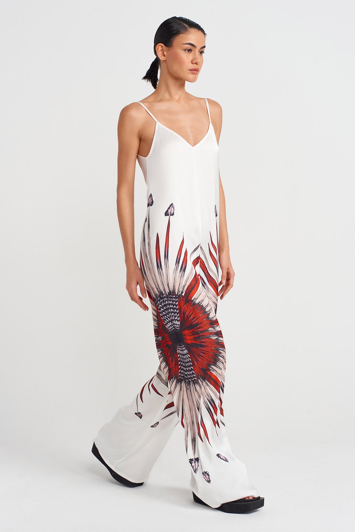 Off White Printed Thin Strap Jumpsuit-Y254014138
