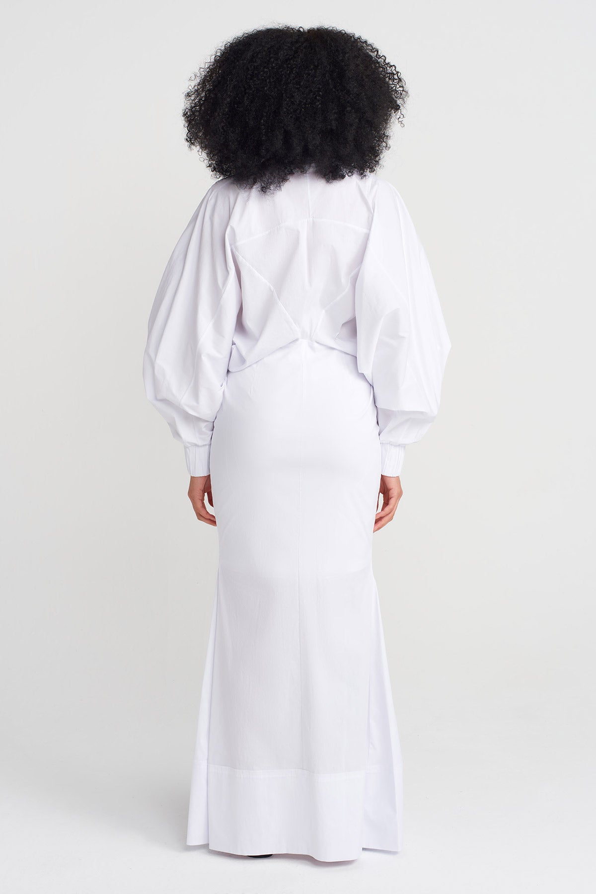 Off White Zipped Fitted Waist Dress-Y254014143